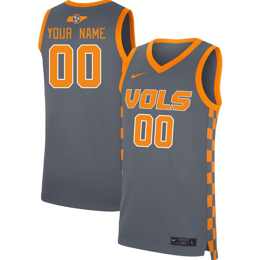 Custom Tennessee Volunteers Name And Number College Basketball Jerseys Stitched-Gray